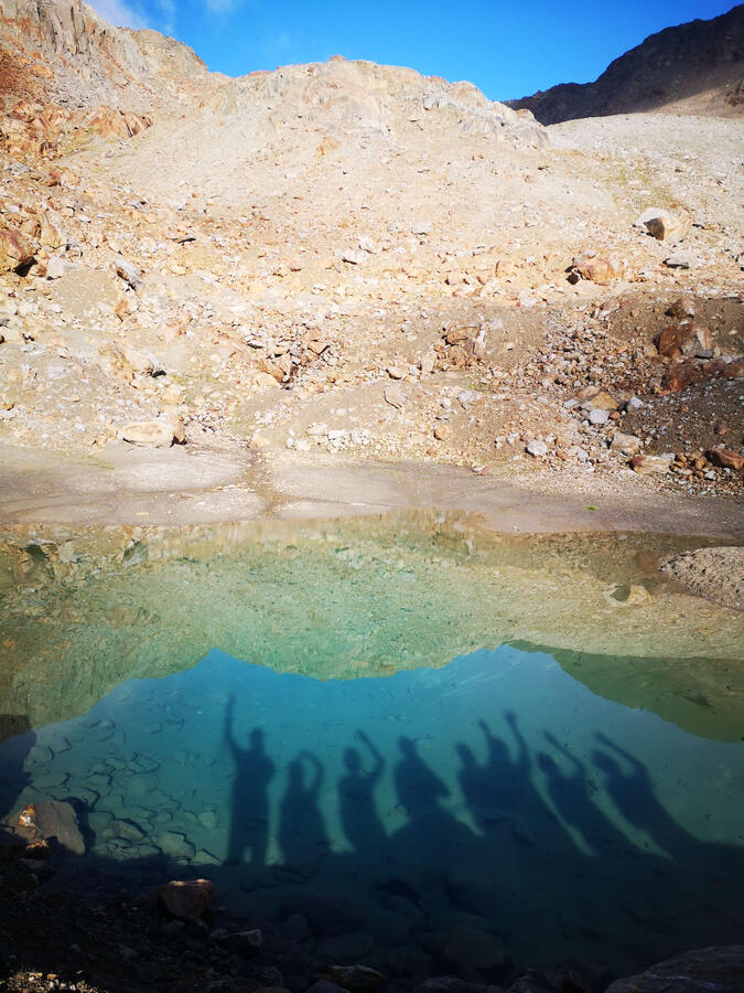 From Martin Busch Hut to Similaun Hut, an einem sonnigen Tag